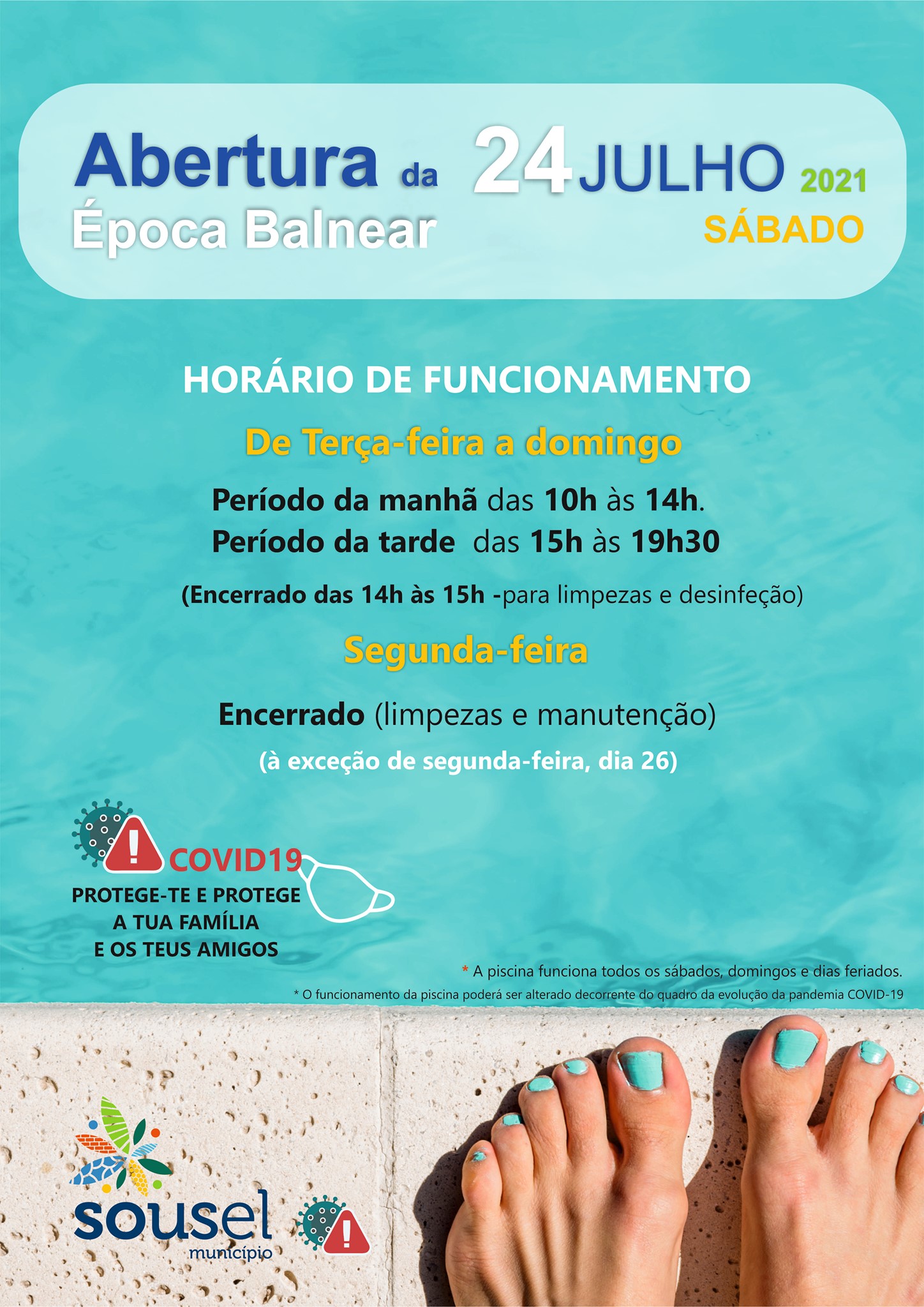 Piscinas Descobertas de Sousel estão abertas ao público a partir de sábado, dia 24 de julho!