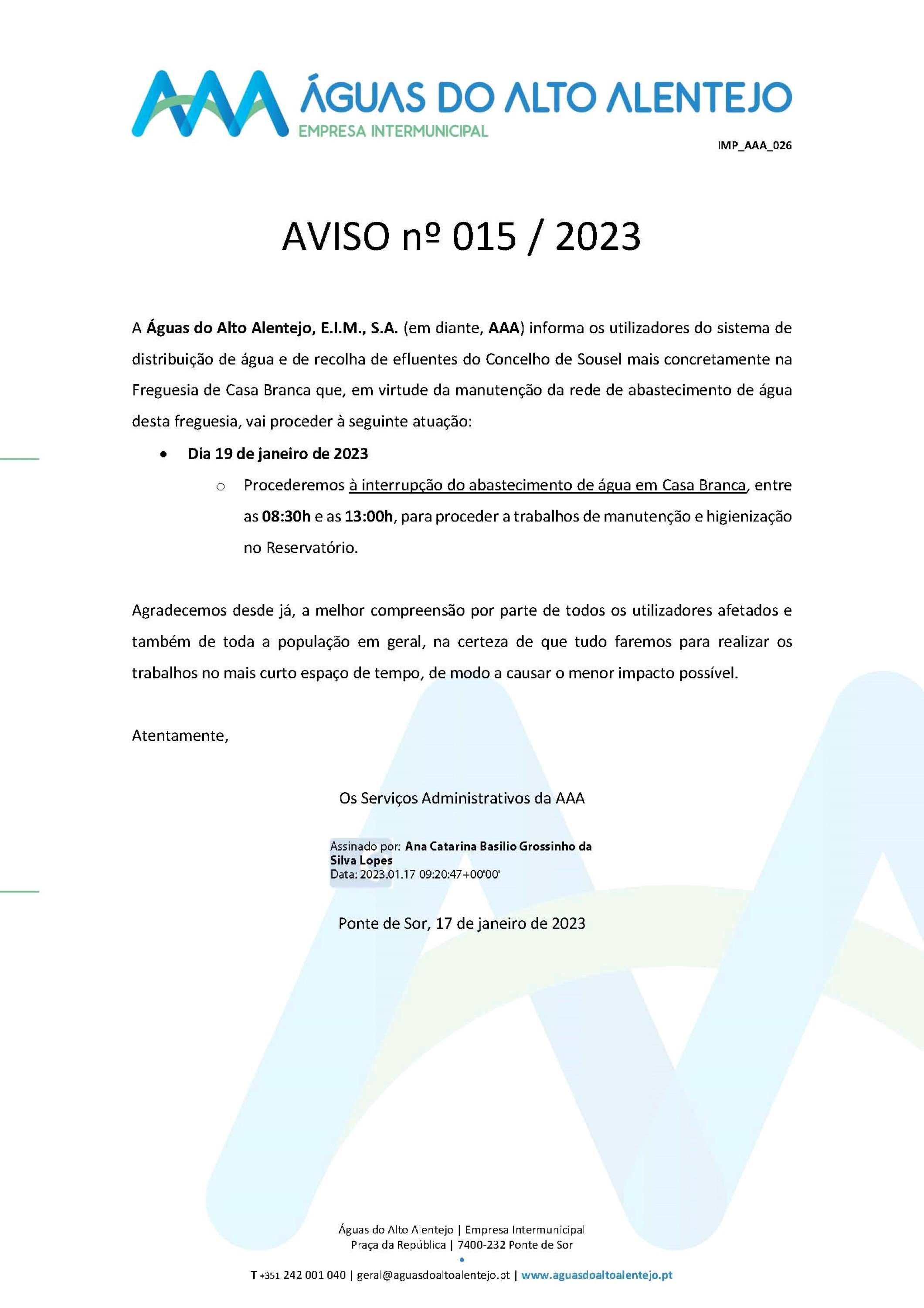 AVISO À POPULAÇÃO