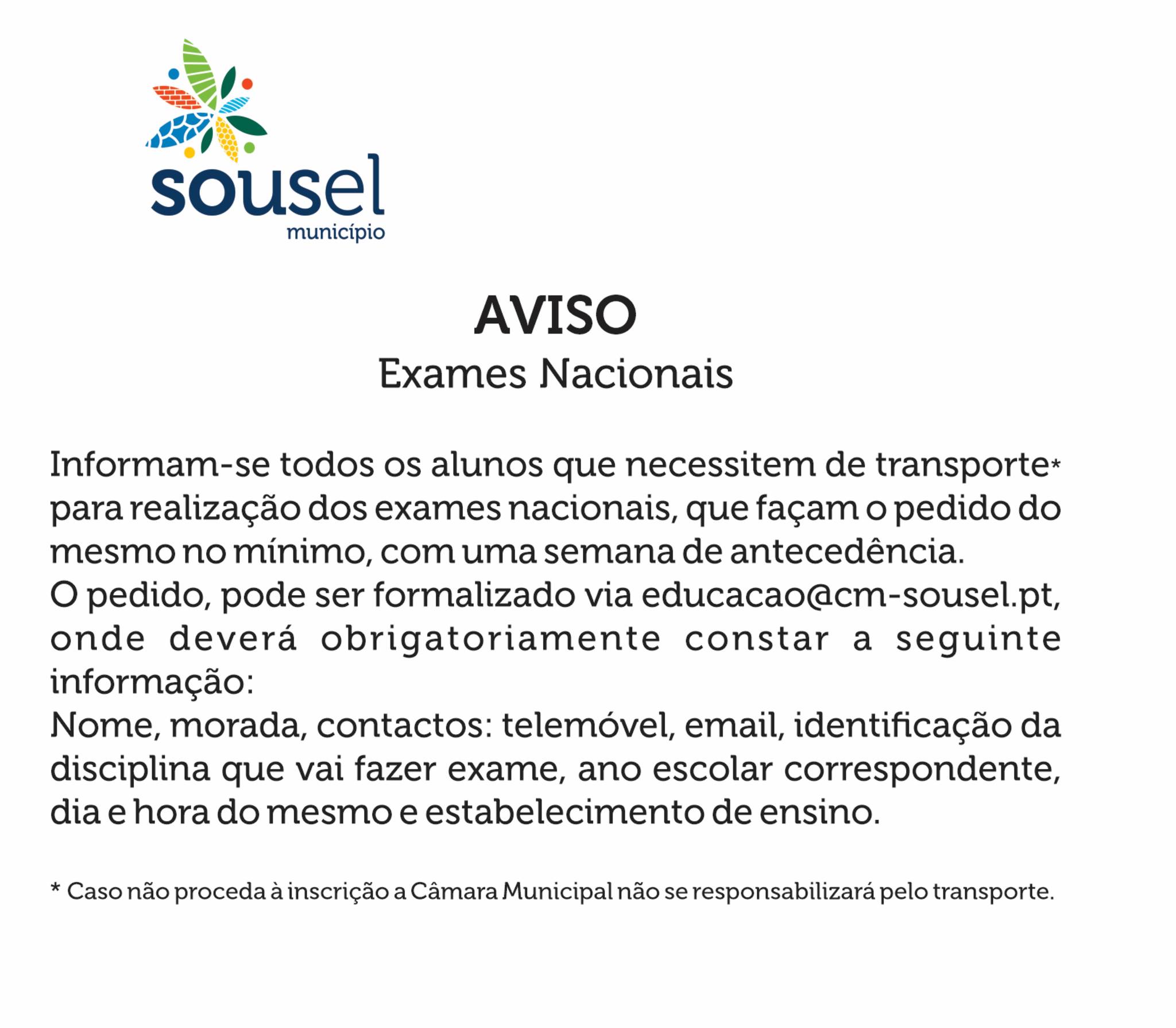 Transporte para exames nacionais